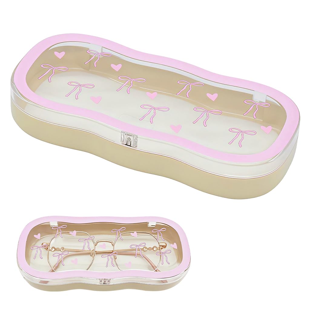 PROBEROS Eyeglasses Storage Case for Glasses and Accessories with Clear PP Box | Pink Organizer Holder