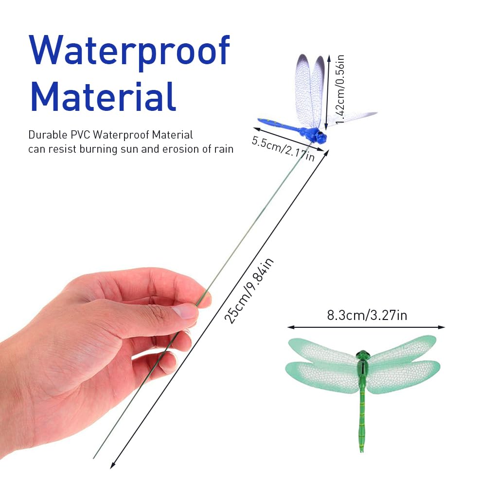 Supvox 3D Dragonfly Garden Stakes for Outdoor Decor with 24 PCS 25 cm PVC Wings | Indoor Use