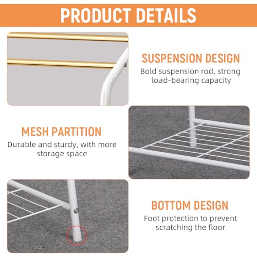 HASTHIP® Towel Rack Robe Bath Towel Drying Rack Toiletries,Assembly Free-Standing Utility Organizer Stand for Bathroom,Balcony 75.2x31.2x73cm