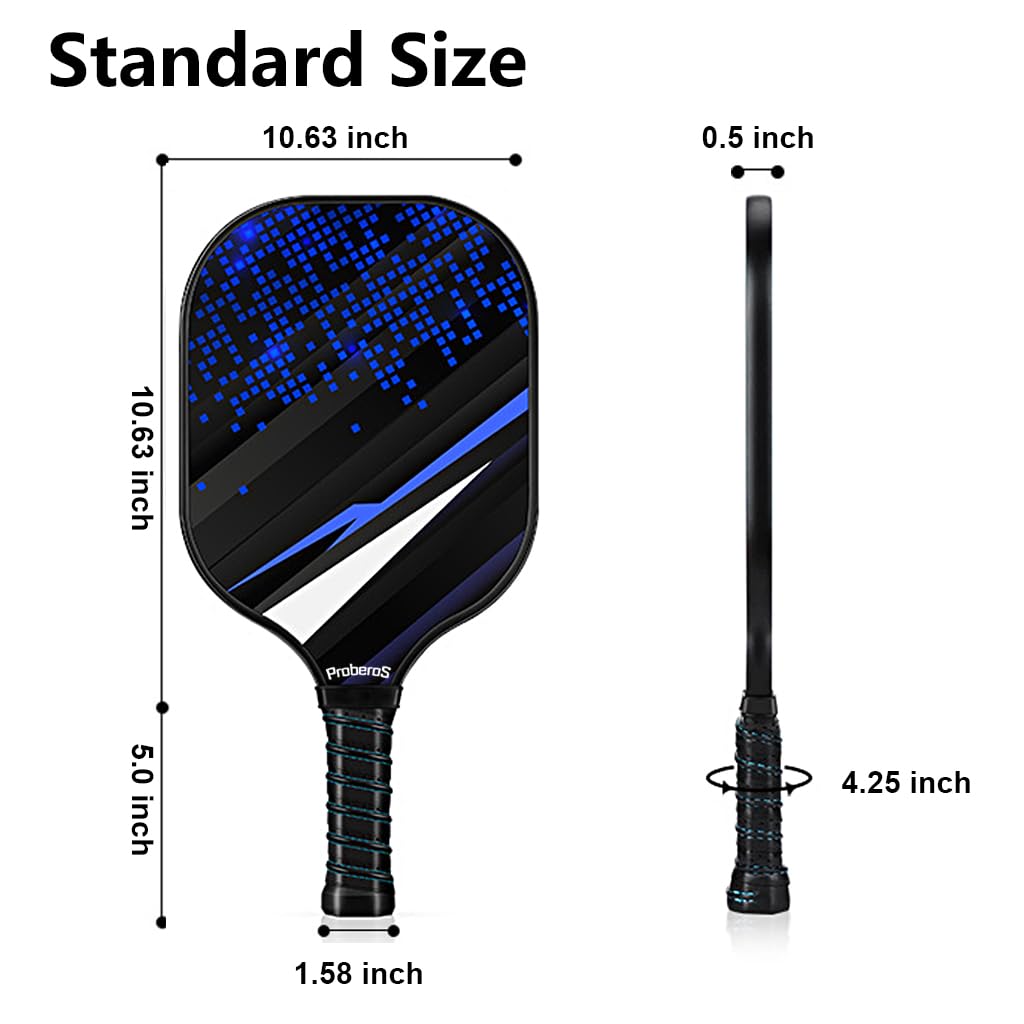 Proberos® Pickleball Paddles, Fiberglass Surface Pickleball Racquet with Polypropylene Honeycomb Core, Sweat Absorbent Grip, Ideal for All Ages, Skill, Perfect Play for Indoors Outdoors