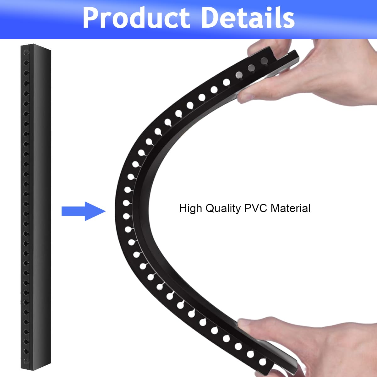 Serplex Cable Raceway for Under Desk Cable Management with Side Eyelets | 2Pcs 15.7 in PVC Kit