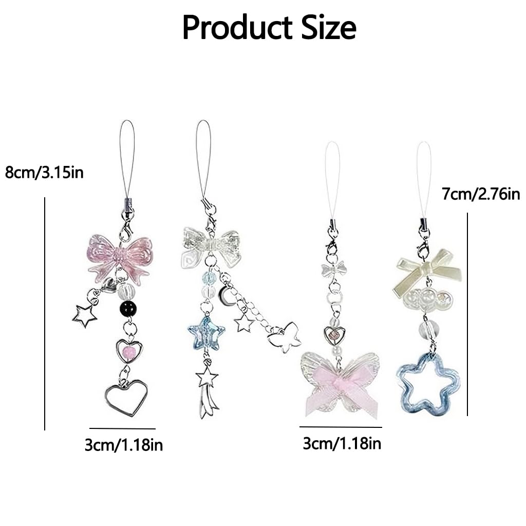 Zibuyu Phone Charms Set for Girls featuring Cloud, Star, Bow and Moon Designs | 4Pcs Acrylic