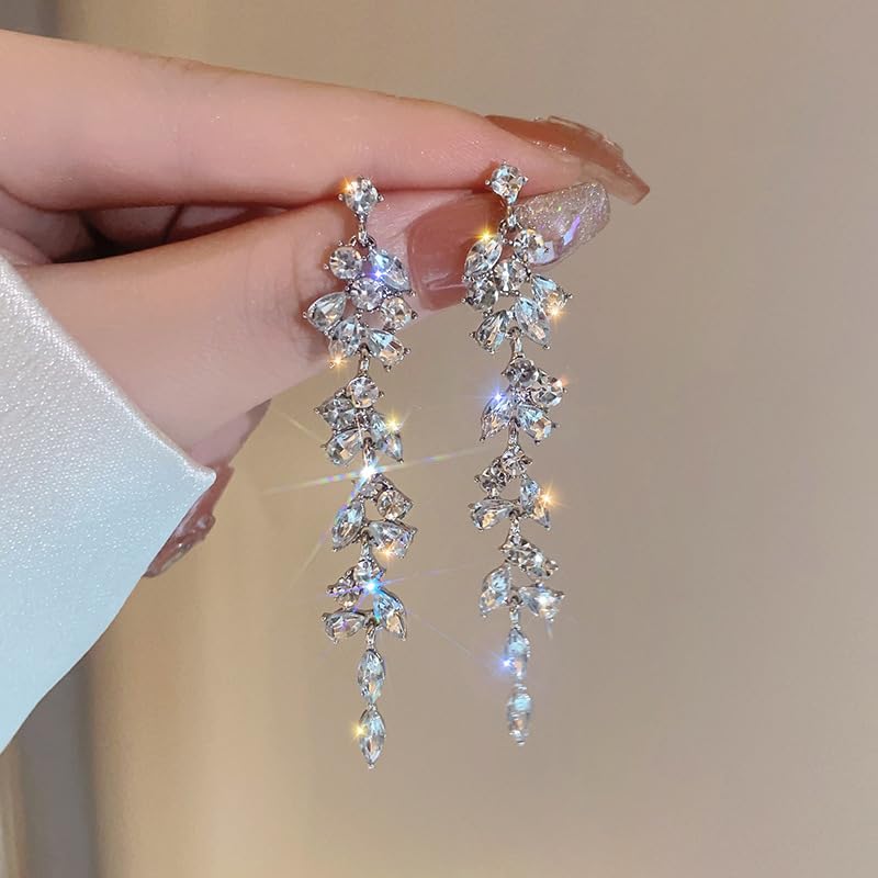 Zibuyu Tassel Drop Earrings for Women featuring Sparkling Rhinestones and Hypoallergenic Alloy | Elegant Dangle Jewelry for Parties and Weddings