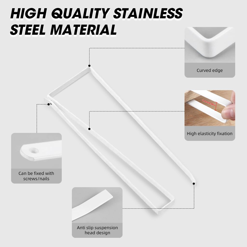 ZIBUYU Tissue Paper Holder for Kitchen with No Drilling Over Cabinet Design 26×10.5 cm | White Metal 2pcs