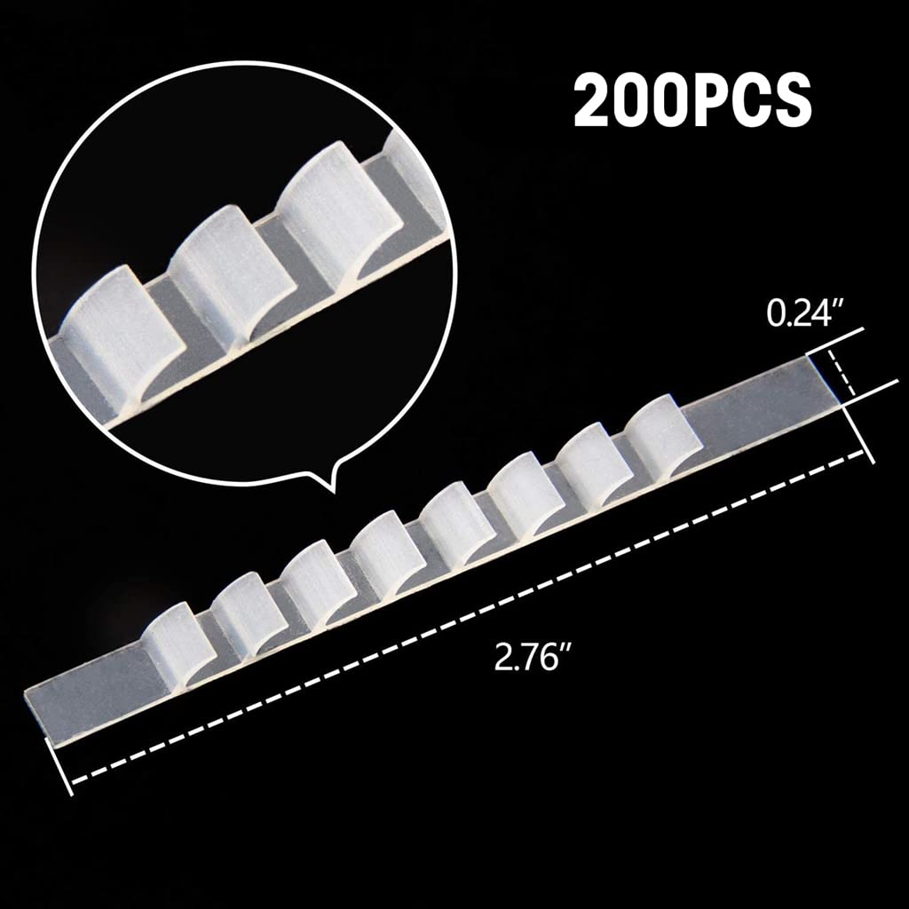 HASTHIP Non Slip Hanger Grips for Wood Hangers with Adhesive Fins | 200 pcs Clear Rubber Strips 2.8×0.2 in