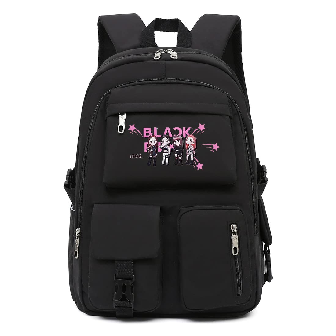 PALAY Blackpink Bags for Girls School Backpack Blackpink Kpop Theme Prints with USB Charging and Headset Port Backpack for Student College School Bag for Girls