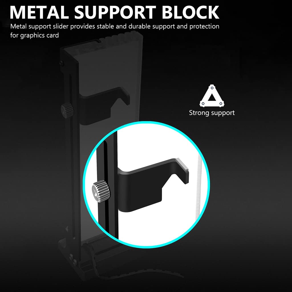 HASTHIP® Graphics Card Bracket, RGB Graphics Card Rack Vertical GPU Support Bracket 3pin+4pin Adjustable Height ARGB Graphics Card GPU Brace Support Video Card Sag Holder Bracket, GPU Holder Holster Bracket