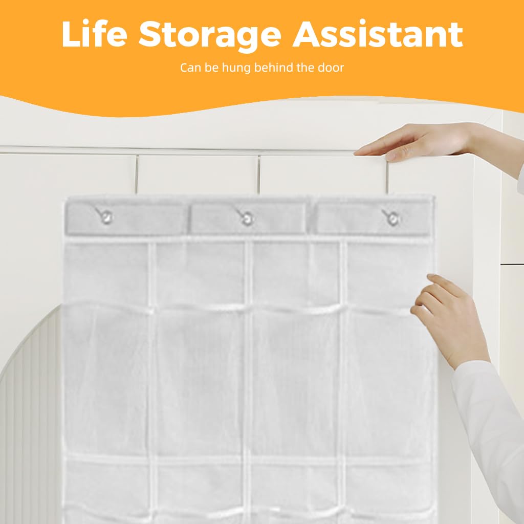HASTHIP Shoe Organizer for Door Storage with 24 Pockets and 3 Eyelets | Non Woven White Bag