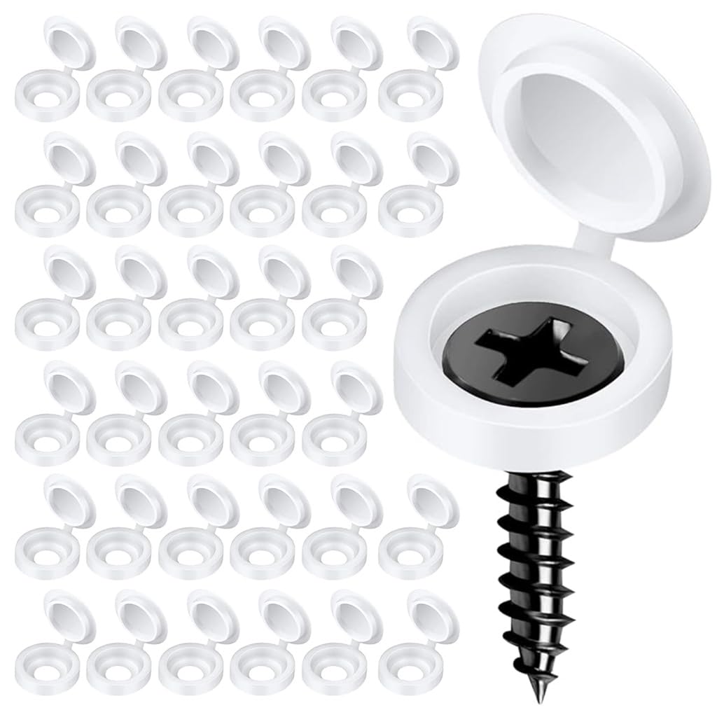 Serplex® 300Pcs Plastic Hinged Screw Cover Caps, Folding Screw Cover Cap, Snap Washer Covers Flip Tops for Covering Screw Heads, Screw Protection for Home & Industrial Use (White)