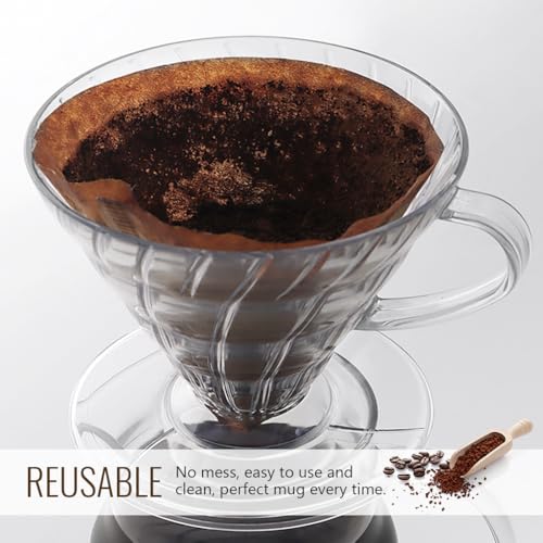 Supvox® Plastic V60 Coffee Dripper Heat Resistant Resin Pour-Over with Handle Universal for Server 1-4 Cups Alternative 3PCS