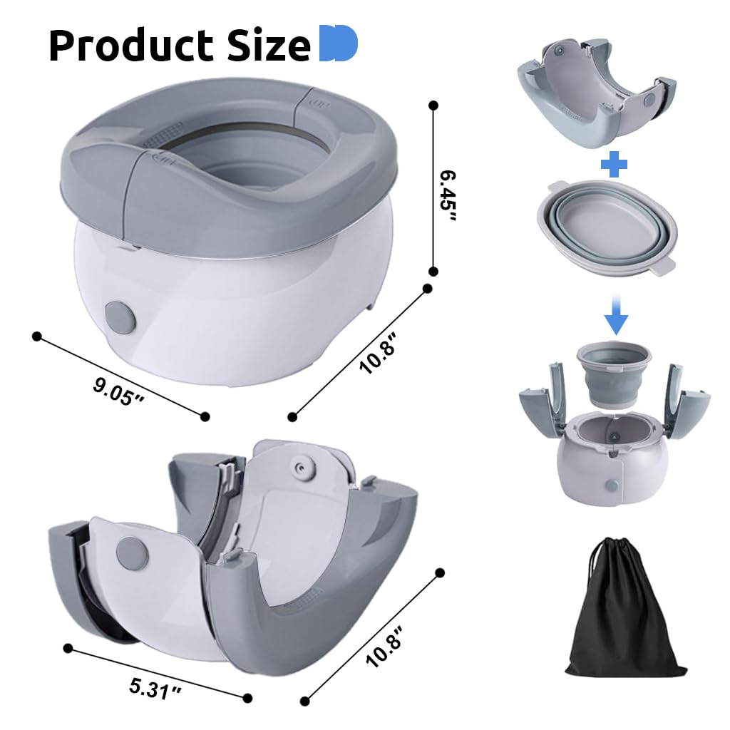 SNOWIE SOFT® Potty Training Toilet Seat for Toddlers Outdoor Folding Travel Easy Toilet for Toddlers Double Layer Toilet with Removable Liner Bucket Portable Baby Toilet for 0-3 Years Toddlers