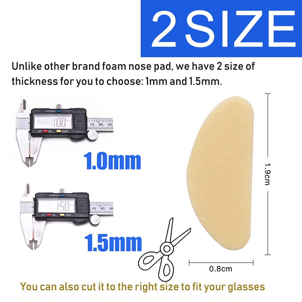 MAYCREATE Eyeglasses Nose Pads with D Shape Anti Slip Design 40 Pairs EVA Sponge 1.9 x 0.9cm