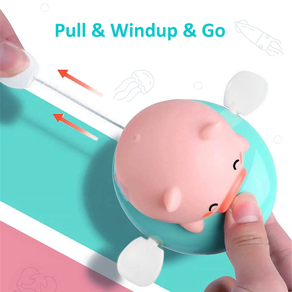PATPAT Baby Bath Toys for 0–3 Years featuring Wind Up Swimming Piggy and BPA Free ABS | Fun Gift for Boys and Girls
