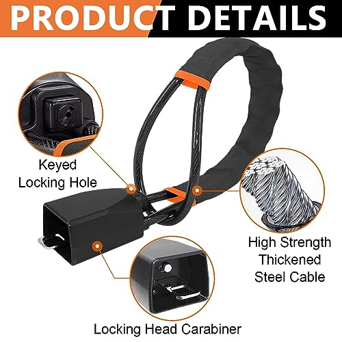 STHIRA® Heavy Duty Car Steering Wheel Lock with Anti-Theft Steel Chain Alloy Core Rubber Coating Keys for Sedans SUVs Trucks