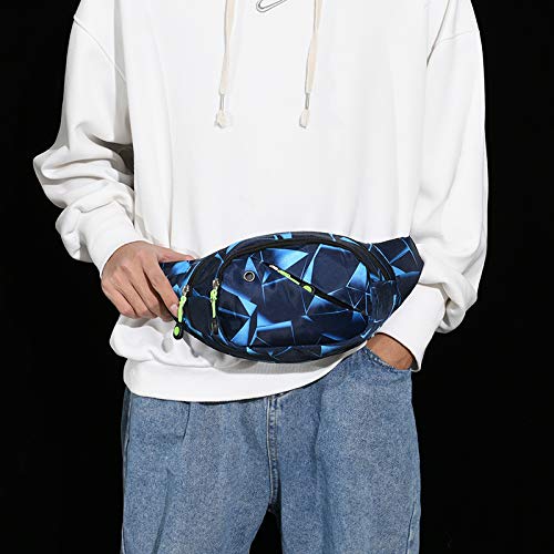 Gustave Waist Bag for Outdoor Running and Hiking with 32–51 in Adjustable Strap | Waterproof Nylon Geometric Blue Design