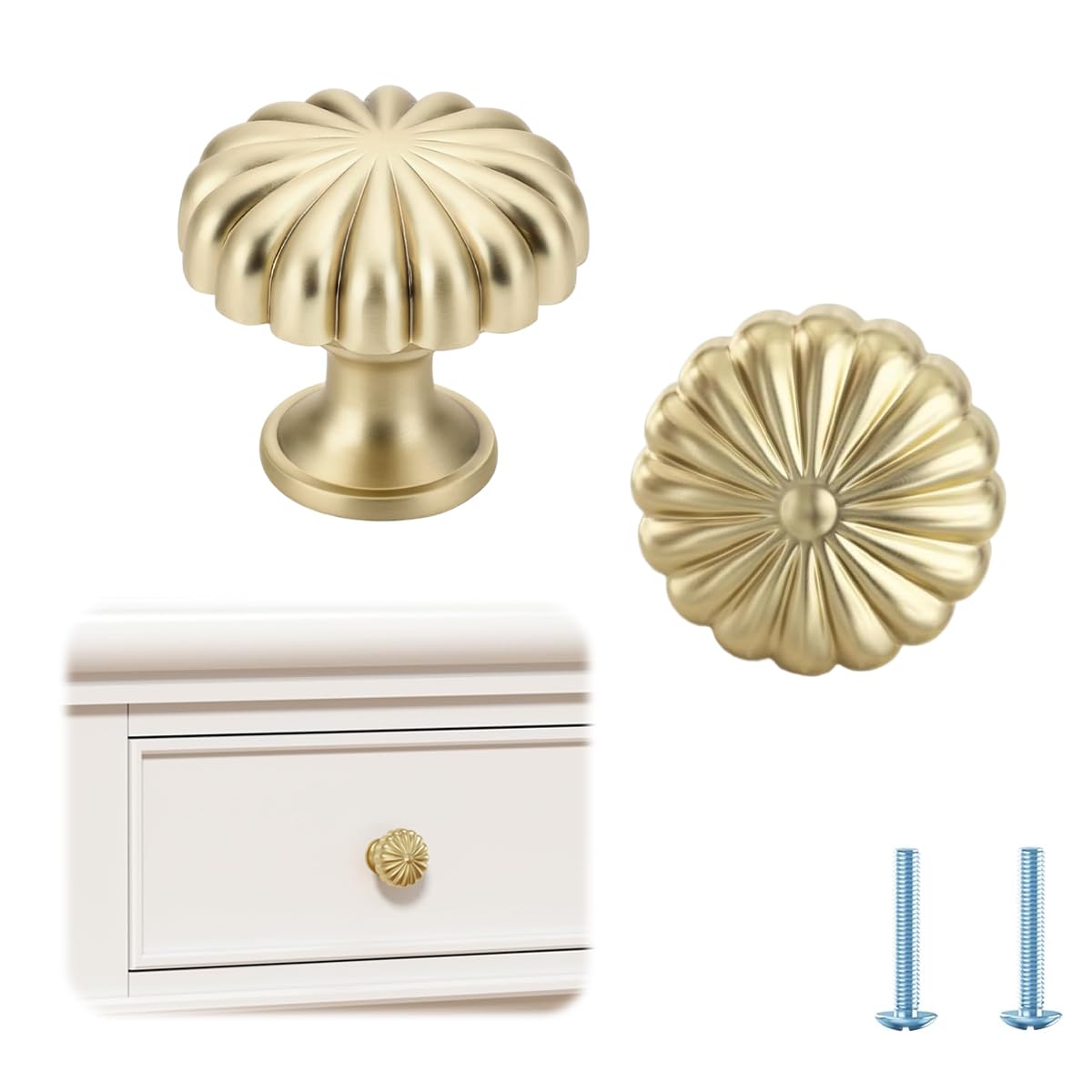 Zibuyu Cabinet Handles for Dressers and Drawers with Brushed Brass Finish | 2pcs Set