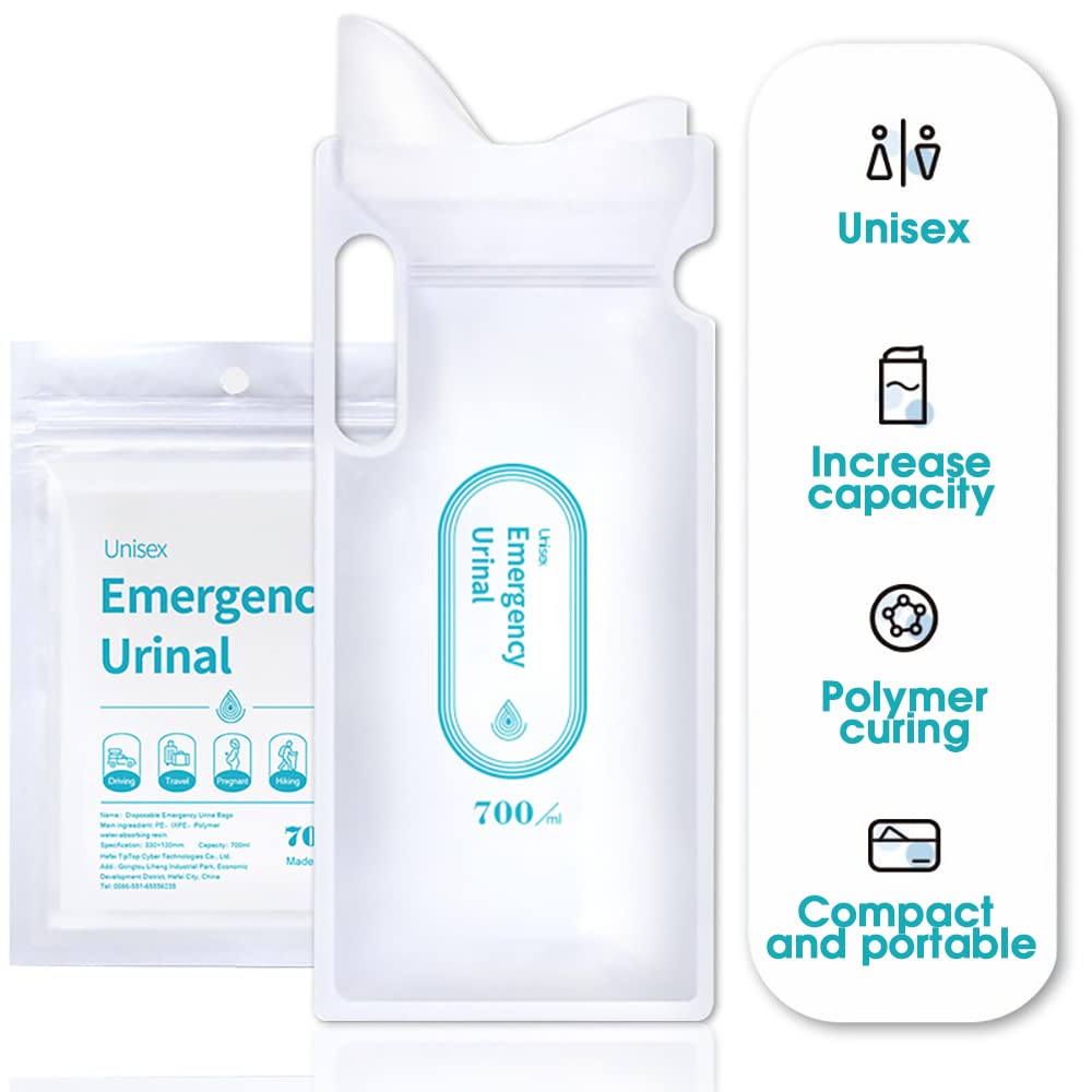 HANNEA Urine Bags for Outdoor Emergency Use with 700ml Capacity and Self Sealing Strip | 4pcs for Men Women Travel
