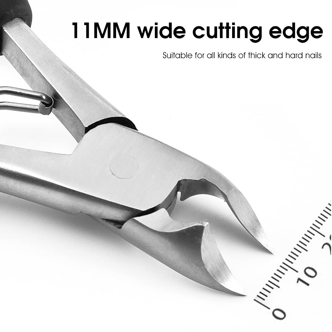 MAYCREATE Toenail Clippers for Thick & Ingrown Nails with Curved Blade and Rubberized Handle | Stainless Steel Podiatrist Tool