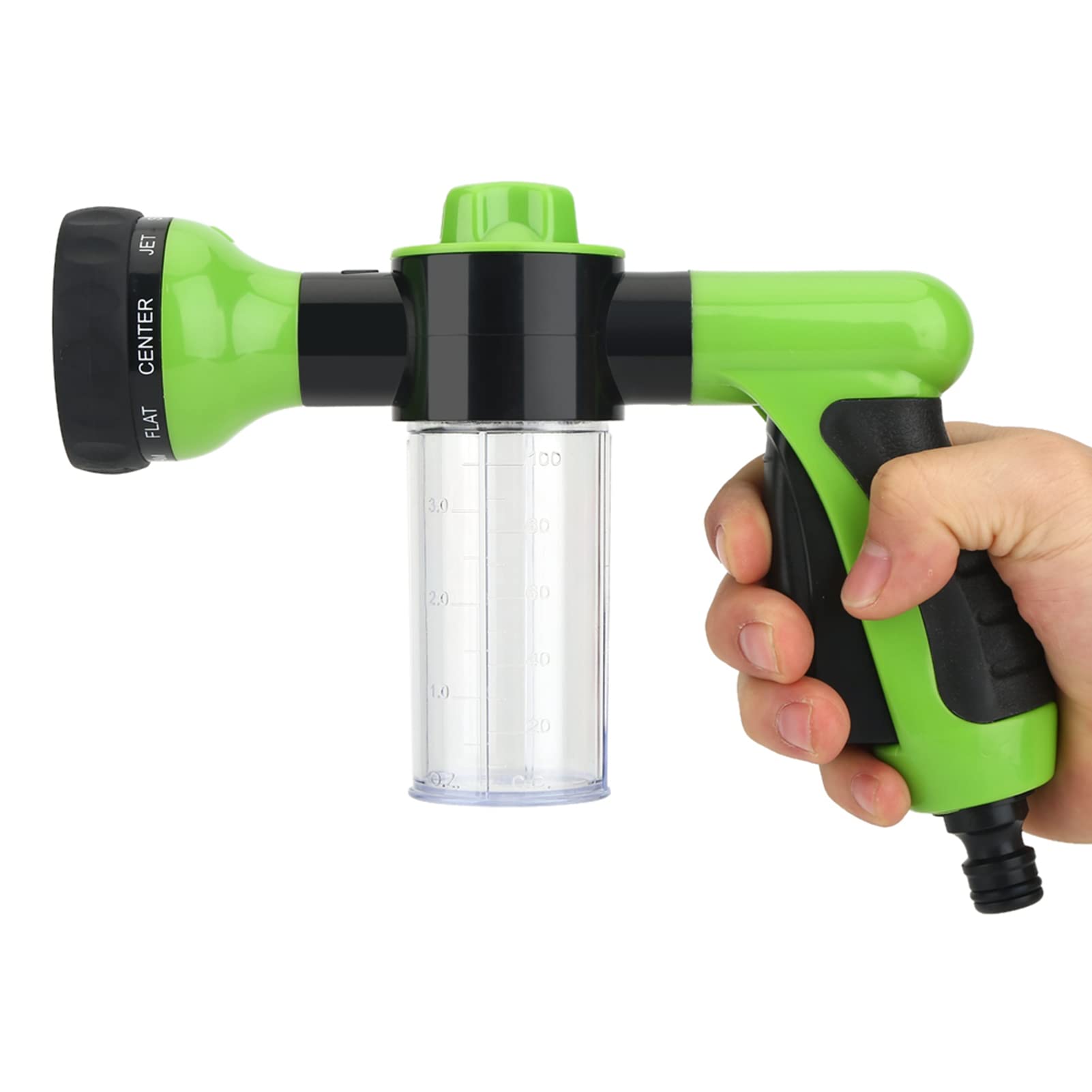 ZIBUYU Mini Foam Water Spray Gun High Pressure 8 Patterns Watering Nozzle Garden Sprayer with Soap Dispenser Foam Washer Gun for Car, Bike, Pets & Cleaning Garden Washing Spray Gun, (Green) - 1