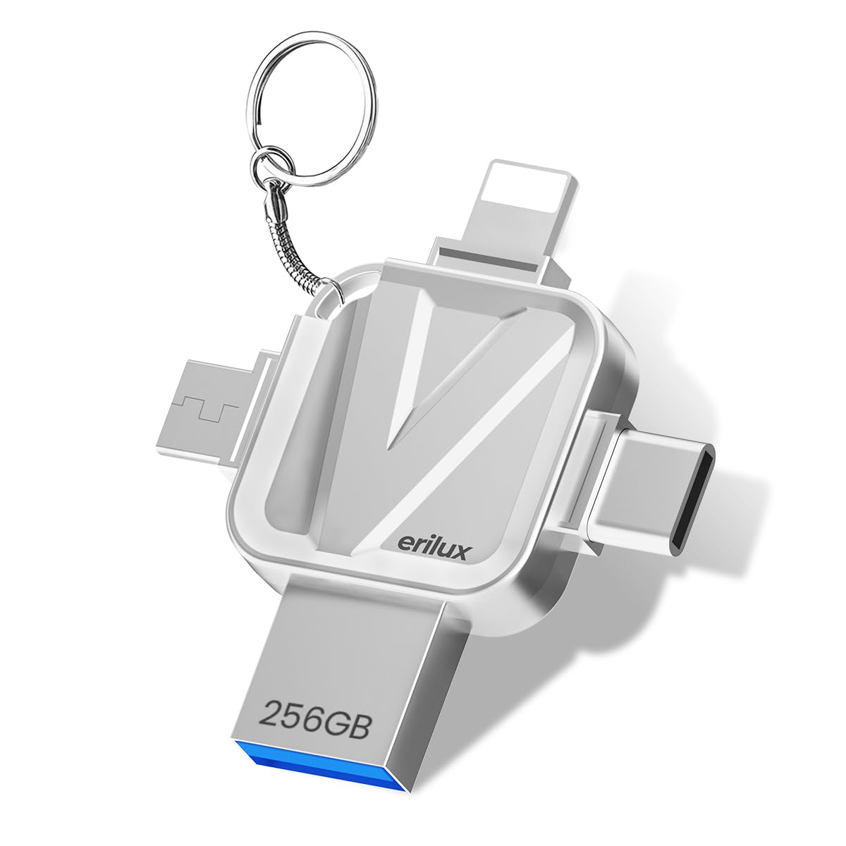Verilux Pendrive 256GB for iPhone & Android with 4 in 1 USB3.0 Type C Design | Metal Body