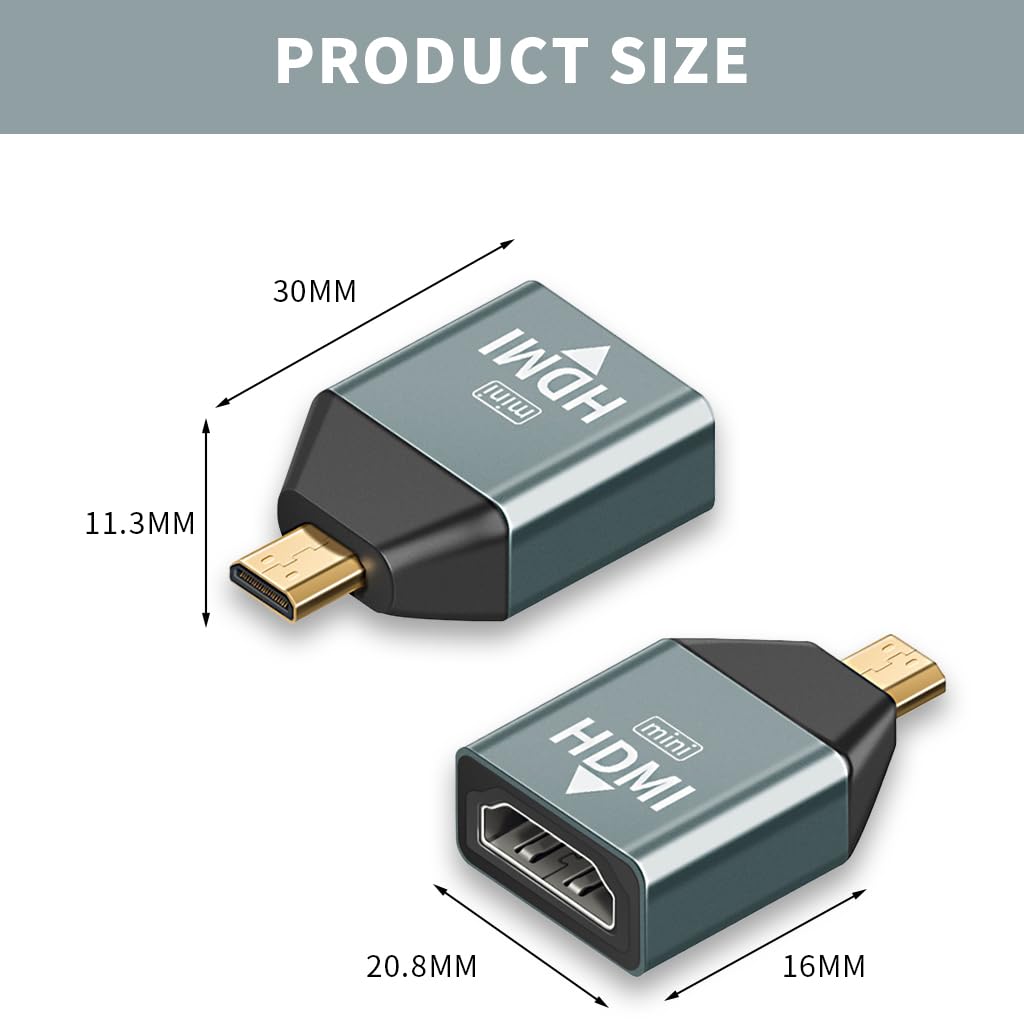 Verilux® HDMI Adapter, Micro HDMI to HDMI Converter, 4K@60Hz HDR 3D Dolby, 18Gbps Male to Female Adapter for Nikon Zfc/Raspberry Pi 4/Sony A6000/GoPro Hero and Other Action Camera