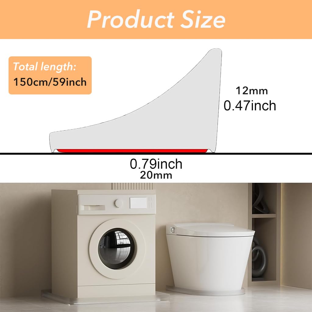 HASTHIP Shower Water Dam for Kitchen and Bathroom Featuring 59 in Flexible Self Adhesive Silicone Strip | Prevents Splash and Overflow