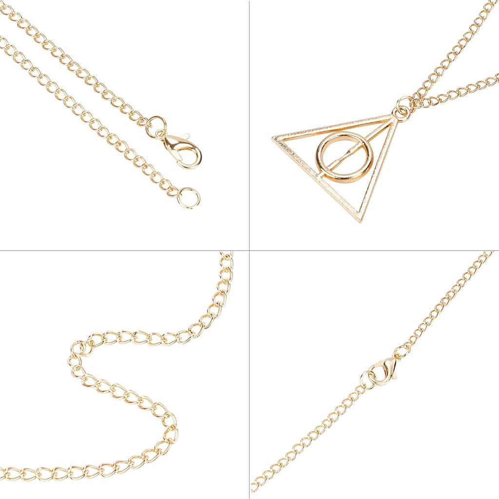 ZIBUYU Deathly Hallow Necklace for Men and Women Stylish Fashion Pendant for Boys, Girls Gift for Harry Potter Fans, Rotatable Design Halloween Costume Accessory