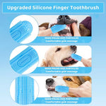 Qpets® Dog Toothbrush, Pet Teeth Cleaning Set Soft Silicone Finger for Dog, Protecting Dog Dental Health Pets Oral Care Supplies, Dog Toothbrush Index Finger Sleeve with Storage Case, Blue