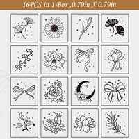 HASTHIP® 16Pcs Vintage Wooden Rubber Stamps, Aesthetic Flower Decorative Rubber Stamp Set, Bowknot Flower Leaf Stamp for Art Craft, Journal, Diary, Scrapbook, Letter, Card Making