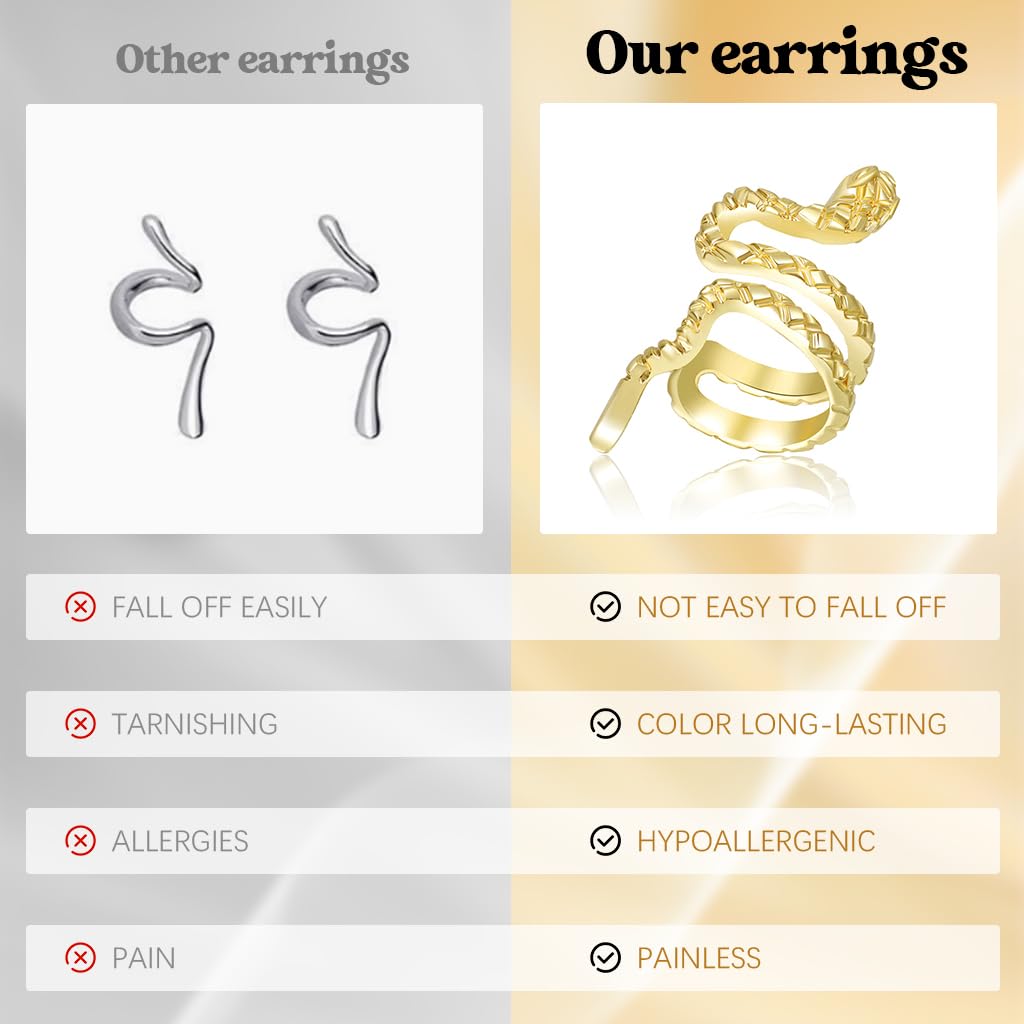 SANNIDHI Ear Cuffs Set for Women featuring 15 Clip On Gold Designs | Stylish Non Pierced Jewellery