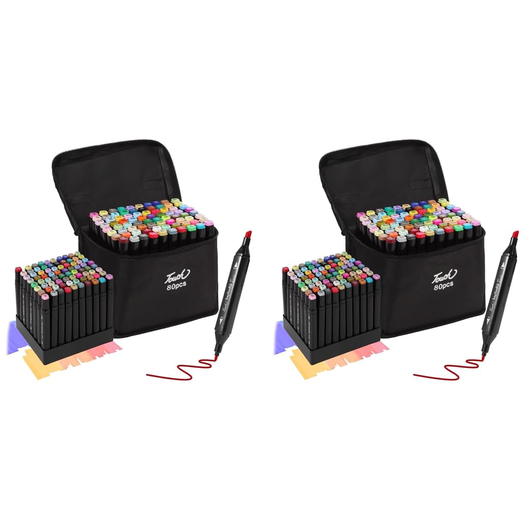 HASTHIP Alcohol Markers for Coloring and DIY Crafts with Dual Tip 1mm and 6mm | 80 Colors