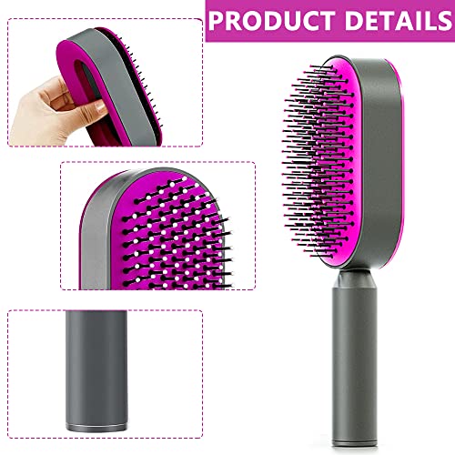 MAYCREATE® Self Cleaning Hair Brush for Women Men, 3D Airbag Cushion Hair Comb Massager Paddle Brush Hairdressing Detangling Anti Static Hairbrush