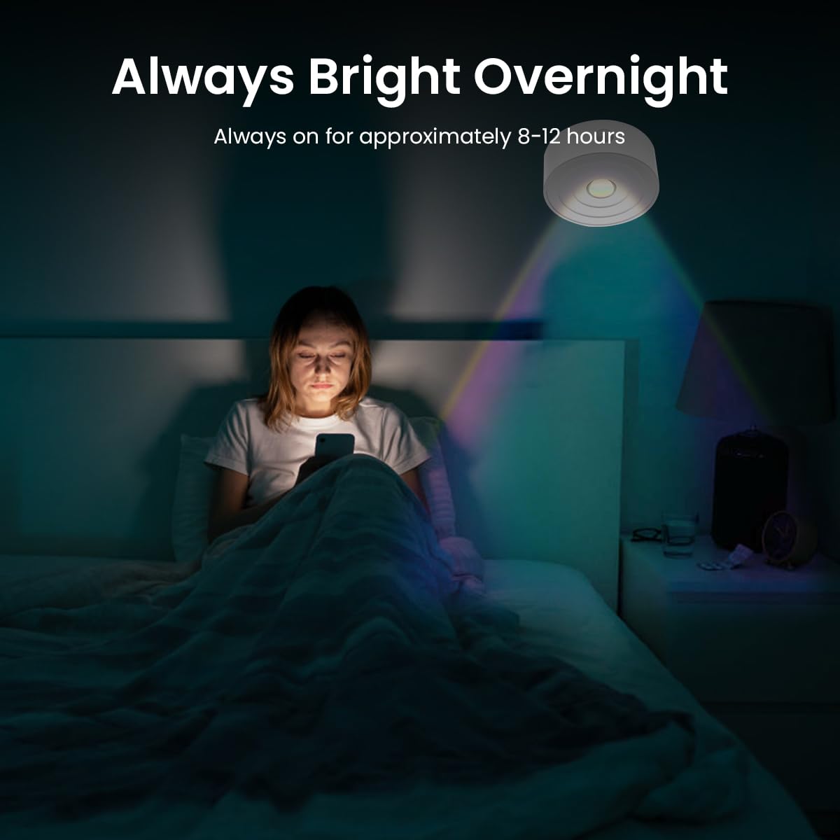 ELEPHANTBOAT Motion Sensor Reading Light with 360° Rotation and Magnetic Mount | USB Rechargeable Warm LED Lamp for Bedside and Closet