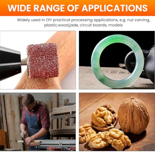 Serplex® 300PCS 80 Grit Drum Sander Sleeves Abrasive Set with 1/2 Inch 1/4 Inch Sanding Mandrels Oxide Sandpaper Bands for Shaping Smoothing Grinding