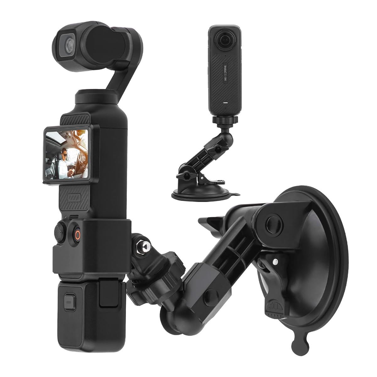 ZORBES Pocket 3 Suction Cup Mount Fliexible View Angle 1/4'' Screw Strong Suction Cup Mount for Insta360 X3 X4 X2 Go 3S for GoPro Max Mini Hero13 12 11 10 9 8 7 6 Pocket3 2 Action 5 Pro 4 Accessories