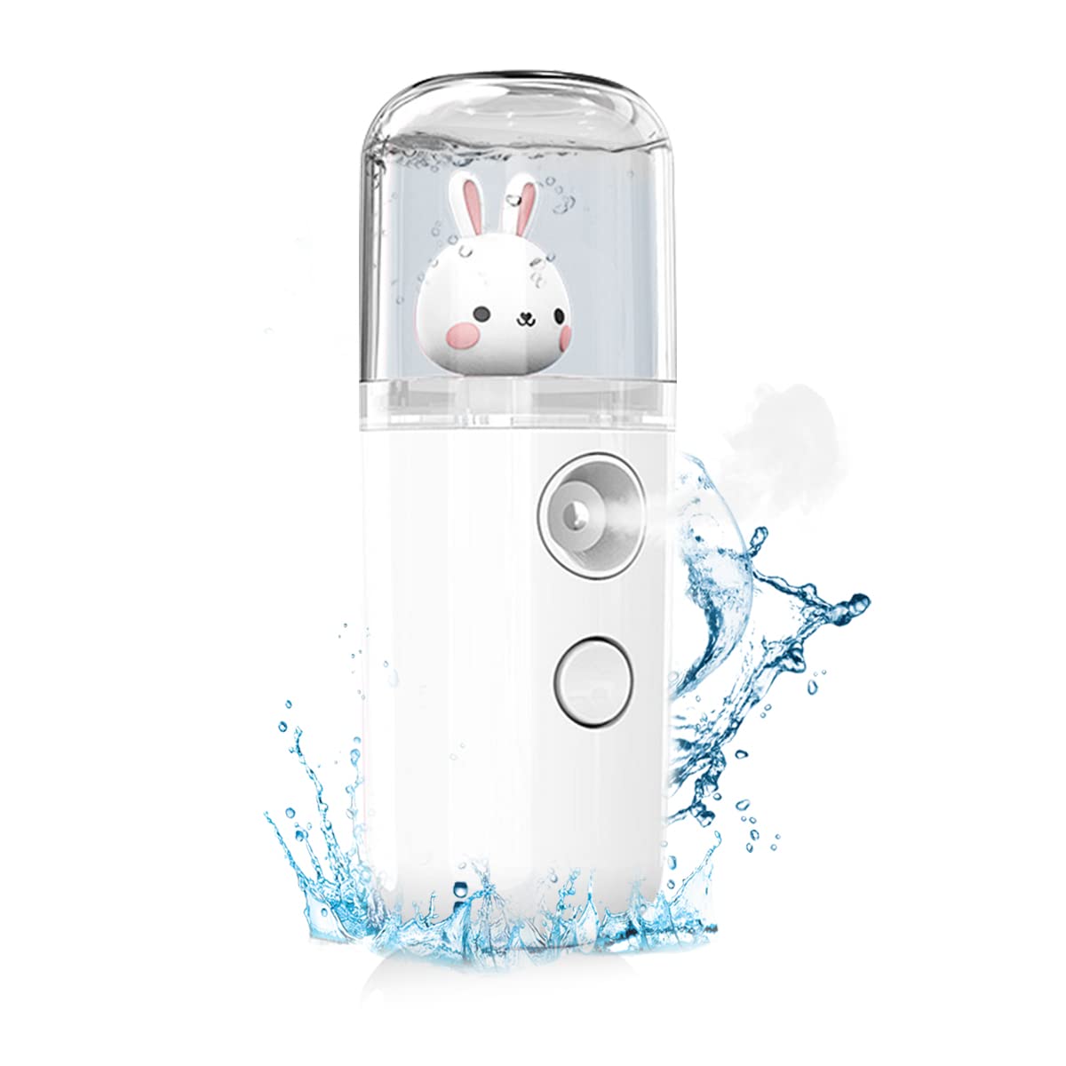 MAYCREATE  Facial Nano Mist Sprayer USB Portable Mini Face Mist Steamer, Cartoon Bunny 30ml Facial Sprayer Rechargeable Portable Skin Care Moisturizing Spray Machine