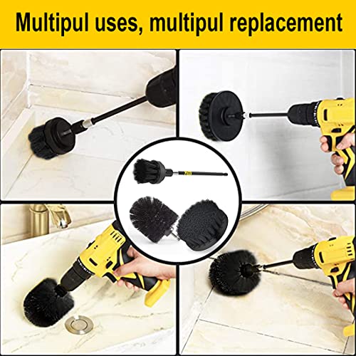 STHIRA® 4PCS Power Drill Scrubber Brush Set, Cleaning Drill Brush, Drill Brush Attachment Set, All Purpose Drill Brush with Extend Attachment for Bathroom Surfaces, Floor, Shower, Kitchen and Car