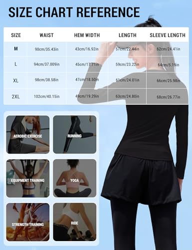 Venzina® UPF 50+ Outdoor Running Top Quick-Dry Long Sleeve Sport Wear Yoga Clothing, Lightweight & Moisture Wicking, Fashion Workout Top for Running, Tennis, Exercise, Black- XL