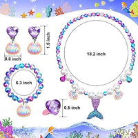 Venzina® Kids Jewellery Set for Girls, Mermaid Princess Crown, Necklace, Bracelet, Earrings and Ring Set, Mermaid Theme Party Dress up Jewelry Gift for Girls 4-12 Years Old