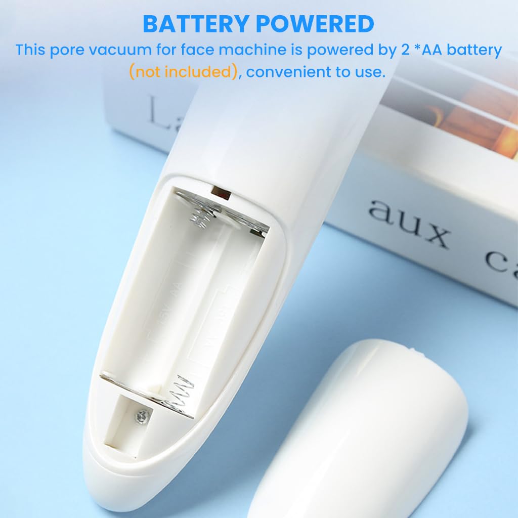 ZIBUYU Blackhead Remover Vacuum for Face with 2 Suction Levels and 4 Nozzles | Battery Powered