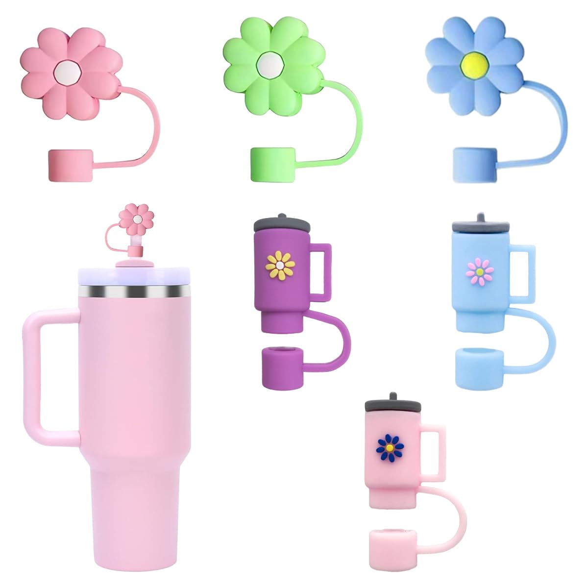 Zibuyu Silicone Straw Lid for Stanley Cup Reusable Drinking Cups | BPA‑Free Food‑Grade Silicone