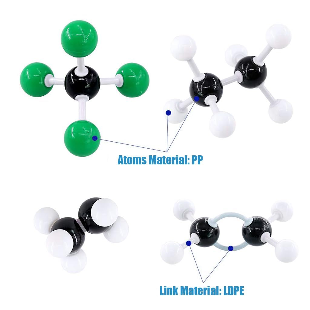 PATPAT® Chemistry Molecular Structure Model Chemistry Educational Tool Set of 4 Chemistry Model, C60, Diamond, Graphite, Sodium Chloride Chemical Structure Learning Model