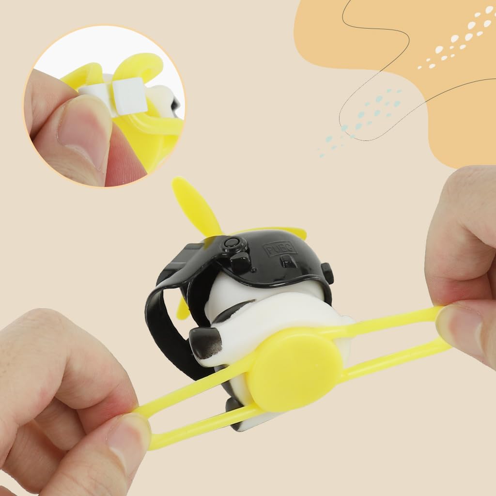 STHIRA Cartoon Handlebar Ornament for Bike and Motorcycle featuring Wind Powered Rotating Rotor Blades | Cute Panda Pilot Decorative Accessory
