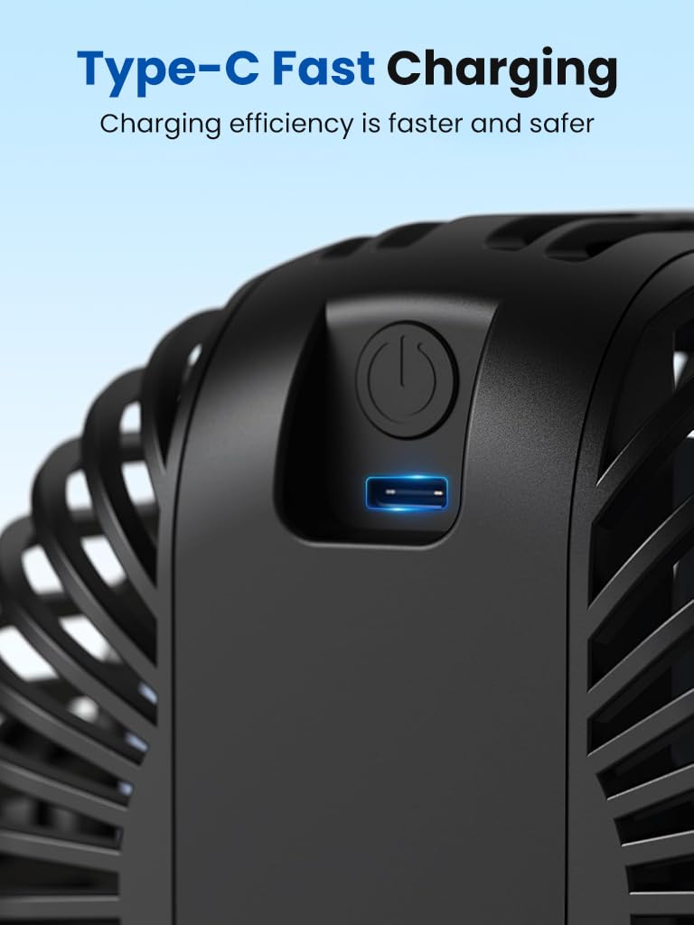 Verilux USB Stroller Fan with 5000mAh Battery and Flexible 3 Claws for Crib or Desk | Quiet Cordless Cooling