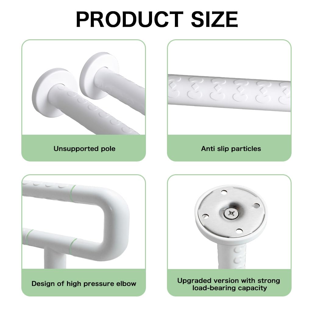 HANNEA Grab Bar for Bathroom offering 27.56 in wall mounted support with glow in the dark guide | stainless steel handle for elderly and pregnant women