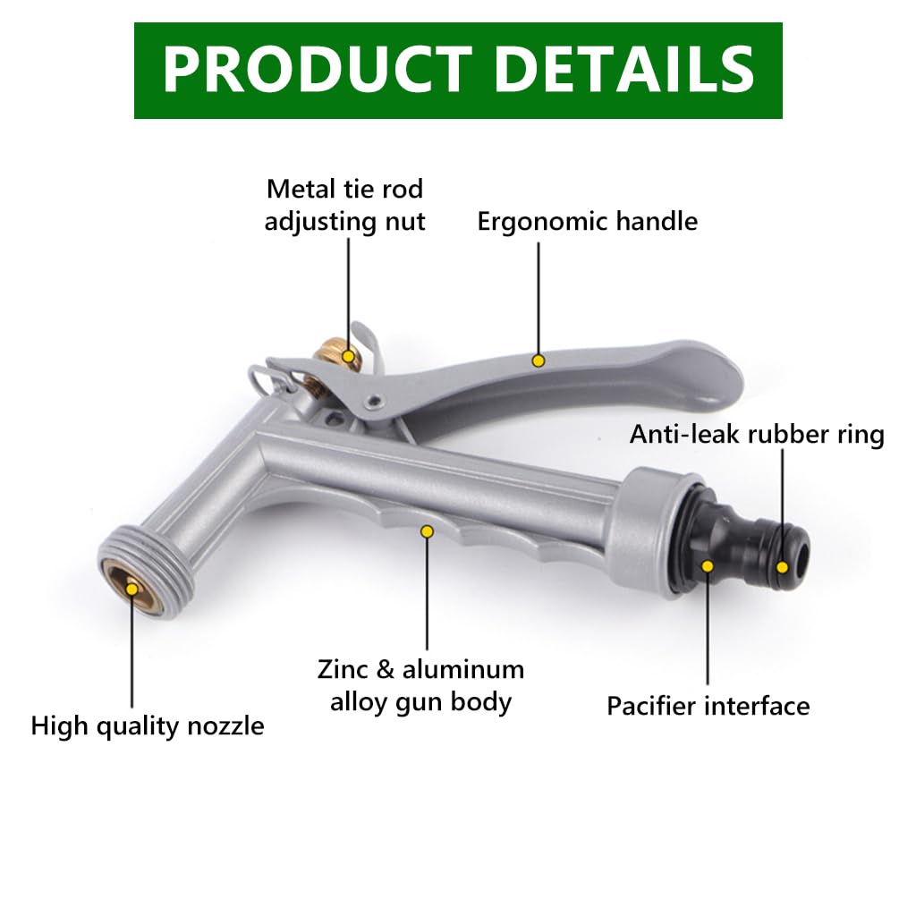 HASTHIP Water Spray Gun for Garden and Car Wash featuring 5.5 in Metal Body and Trigger Lock