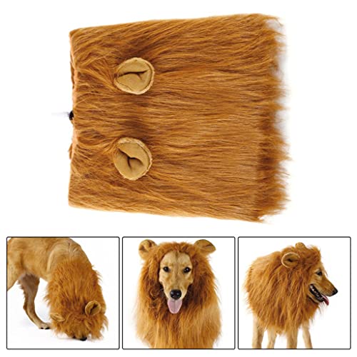 Qpets® Dog Lion Mane Funny Headwear for Lion Mane for Dogs Lion Hair Ear Headwear for Dog Halloween Party Festival Headwear