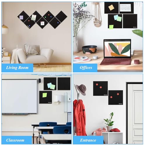 Climberty® 168PCS Black Felt Bulletin Board 30x30cm Self-Adhesive Wall Boards with 50pcs Drawing Pins Message for Paste Notes Photos Schedules