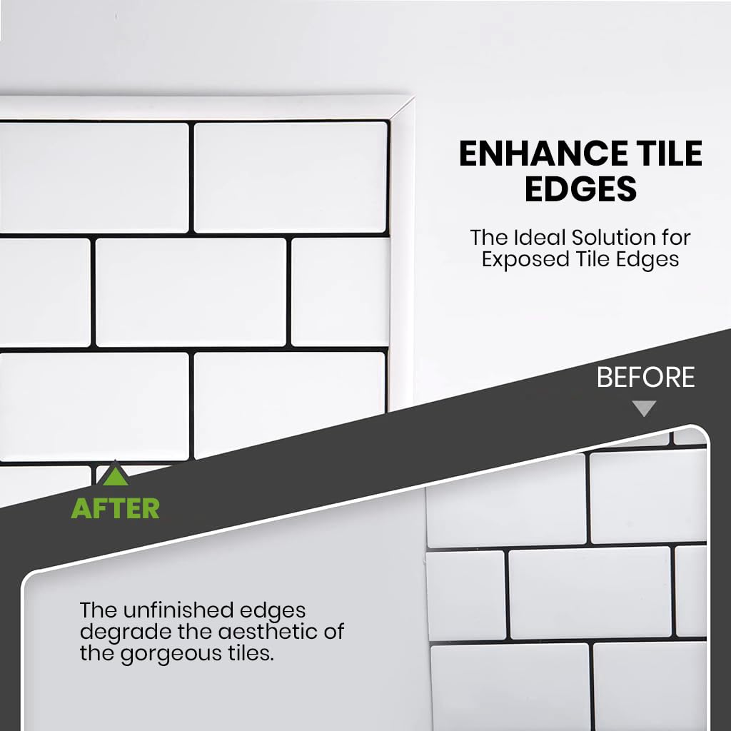 HASTHIP Peel and Stick Wall Molding for Mirror Frames and Ceilings 10Ft White Vinyl Strip featuring Self Adhesive Waterproof Design