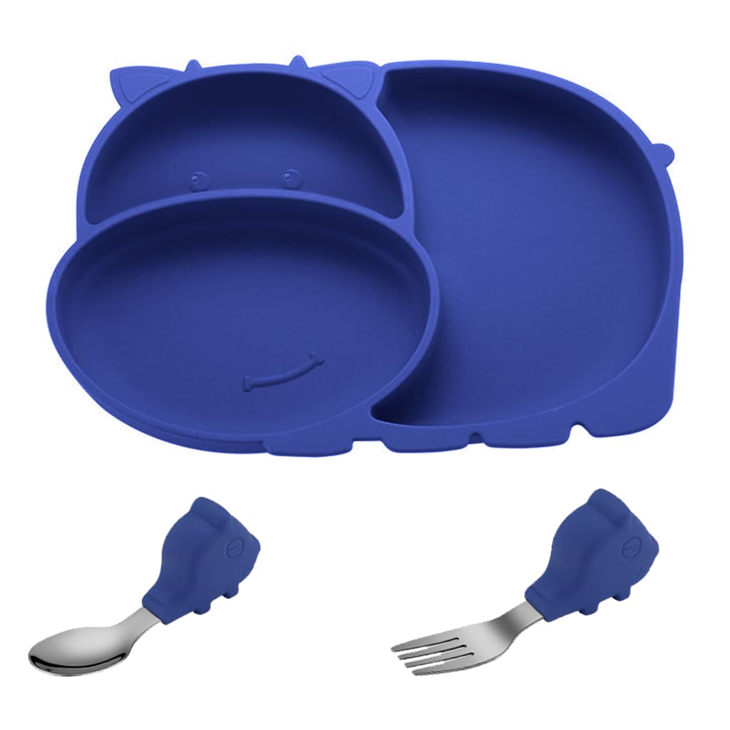 SNOWIE SOFT Suction Plates for Baby with 3 Divided Compartments and Stable Cup Design | Foodgrade Silicone for Toddlers